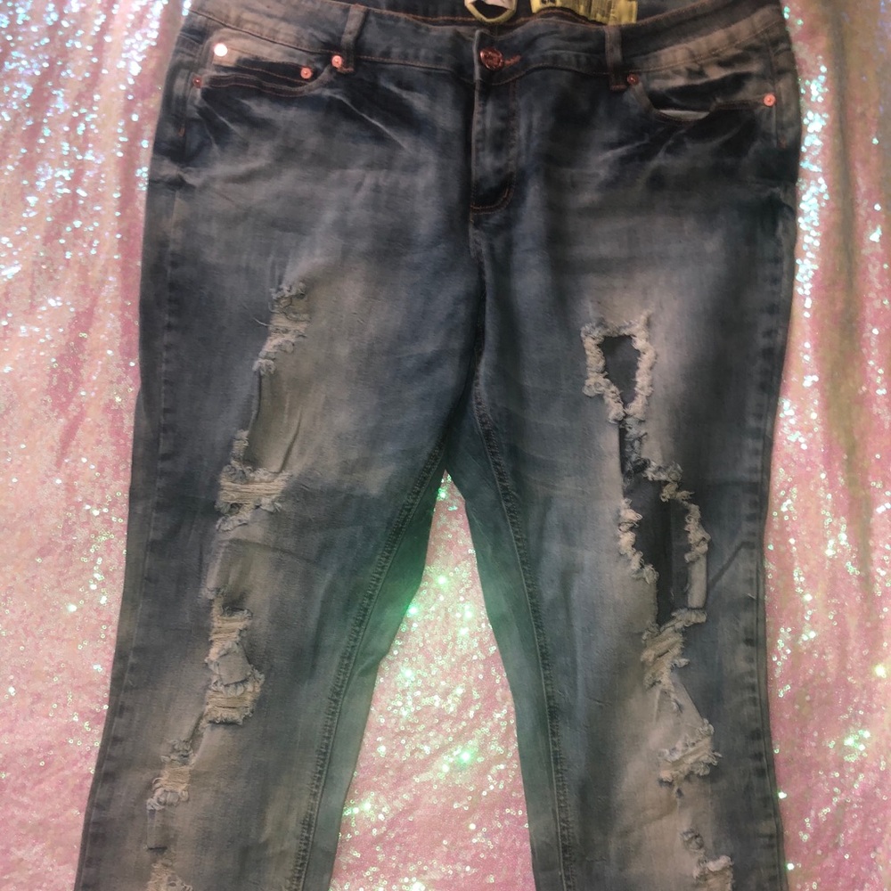 Distressed Stonewashed Ripped Jeans